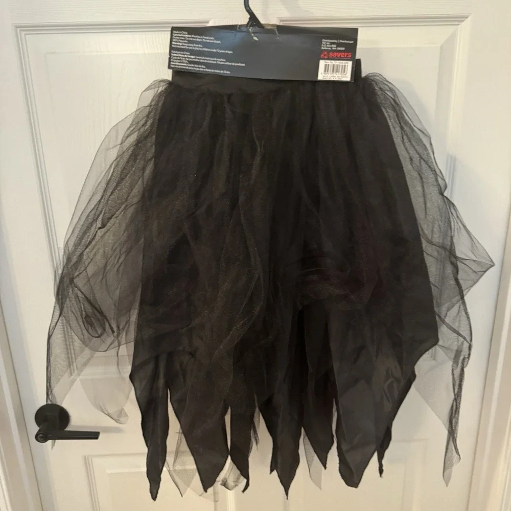 NEW Witch Long Tutu Skirt‎ Halloween Costume Charcoal Black One Size Goth Fairy